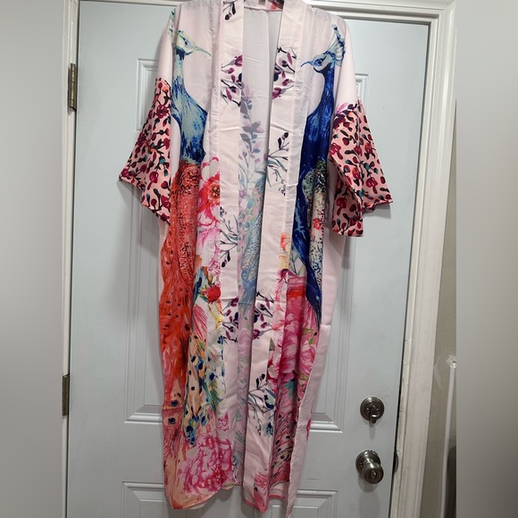 New peacock kimono robe, OS - Picture 3 of 6